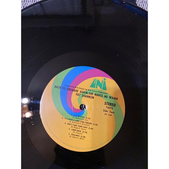 Vintage vinyl record Uni back to dreamin she makes me warm Pat Shannon - Picture 6 of 6